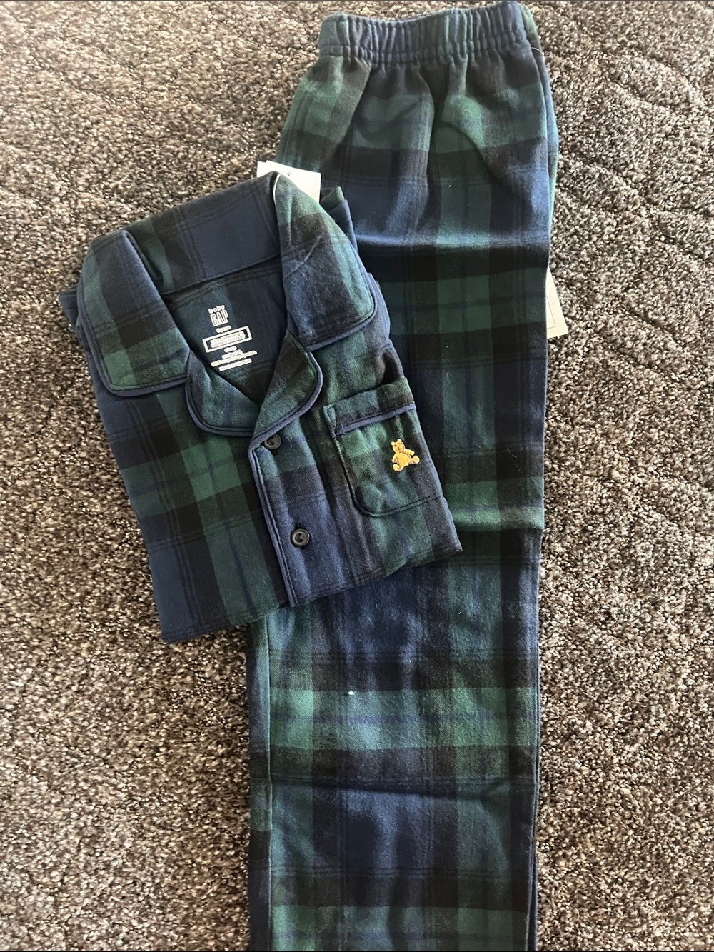 GAP Green & Navy Plaid Flannel Pajama Set